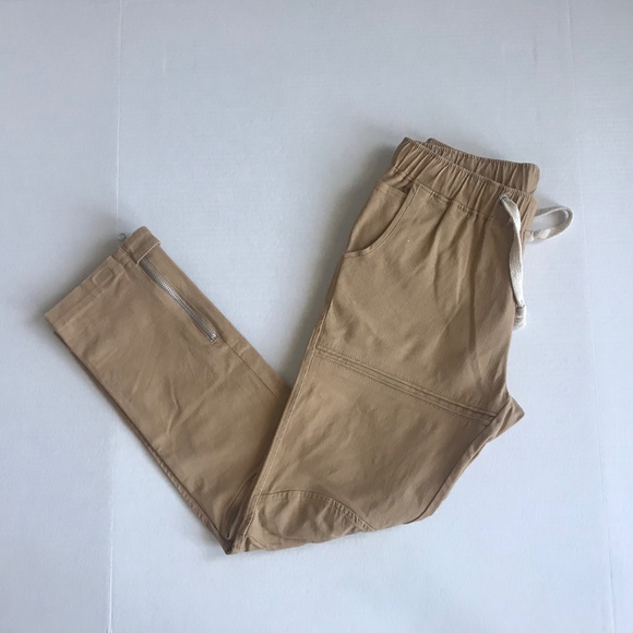 American Stitch Zipper Cotton Joggers | S | Khaki - Picture 2 of 9